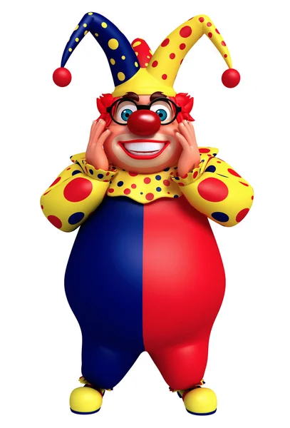 Šťastný klaun s legrační představují — Stock fotografie
