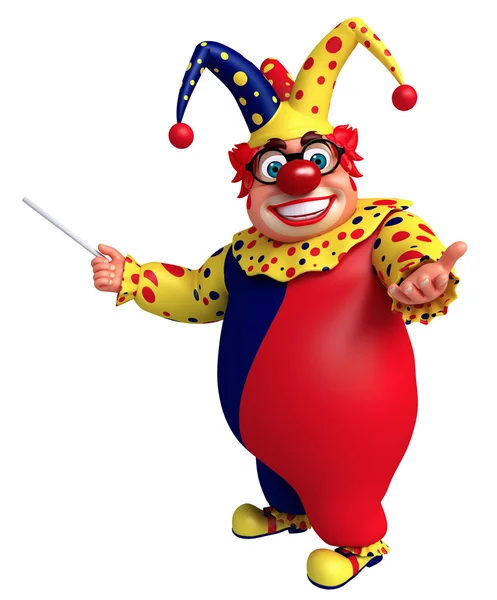 Glad clown med pekande pose — Stockfoto