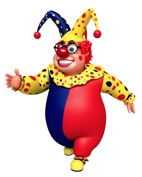 Glad clown med rinnande pose — Stockfoto