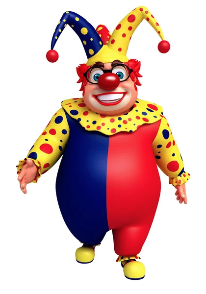 Щасливий клоун з пішохідною позою — стокове фото