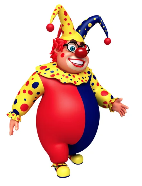 Glad clown med promenader pose — Stockfoto