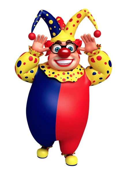 Glad clown med rolig utgör — Stockfoto