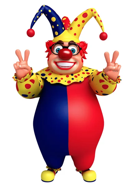 Glad clown med seger innebära — Stockfoto