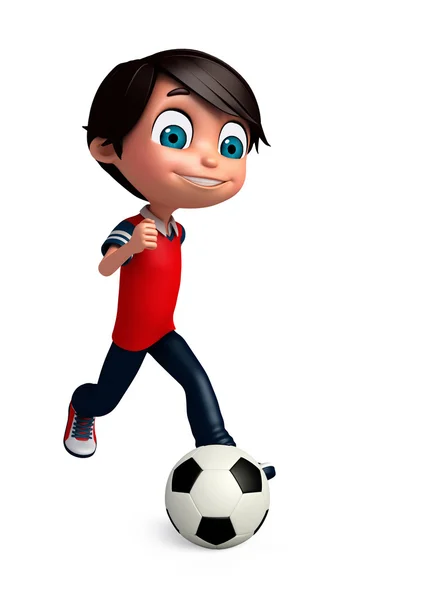 3D Render of Little Boy com jogar futebol — Fotografia de Stock