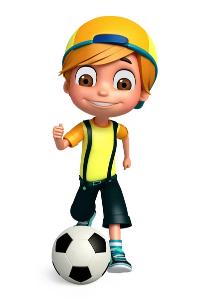 3D Render of Little Boy com jogar futebol — Fotografia de Stock