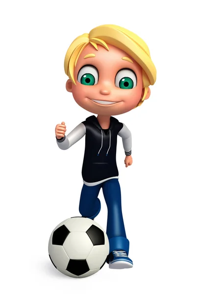 3D Render of Little Boy cu fotbal — Fotografie, imagine de stoc