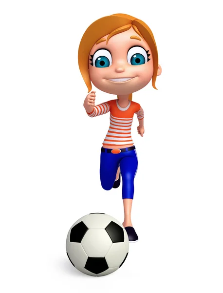 3D Render of Little Girl com jogar futebol — Fotografia de Stock