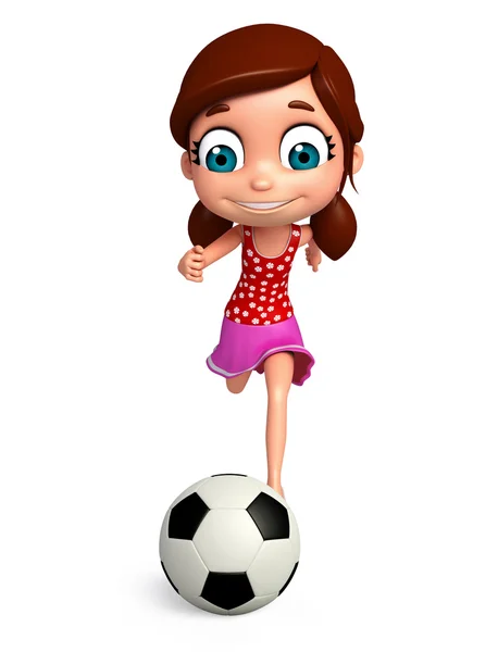 3D Render of Little Girl com jogar futebol — Fotografia de Stock