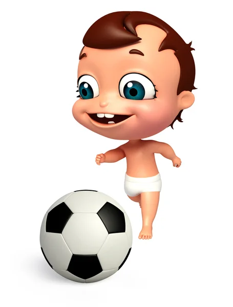 婴儿与足球的 3d 渲染 — 图库照片