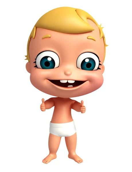3D-Darstellung eines Babys mit aufgeblasener Pose — Stockfoto