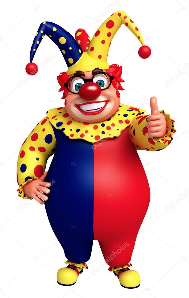 happy clown with thums up pose