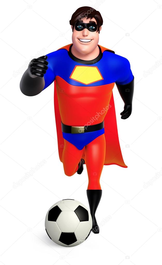 3D Rendered illustration of superhero with football