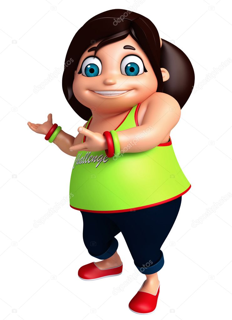 3D Render of Little Girl pointing pose