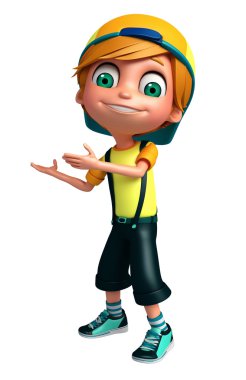 3D render, küçük çocuk işaretleme poz