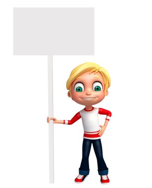 3D render, küçük çocukla beyaz tahta