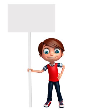 3D render, küçük çocukla beyaz tahta