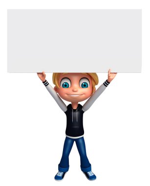 3D render, küçük çocukla beyaz tahta