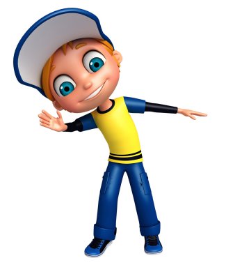 3D render, küçük çocuk komik poz