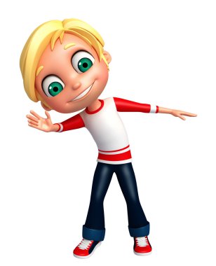 3D render, küçük çocuk komik poz