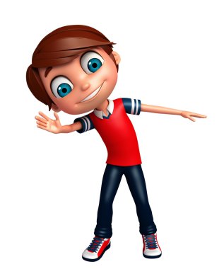 3D render, küçük çocuk komik poz