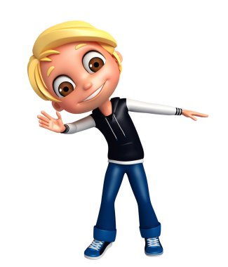 3D render, küçük çocuk komik poz