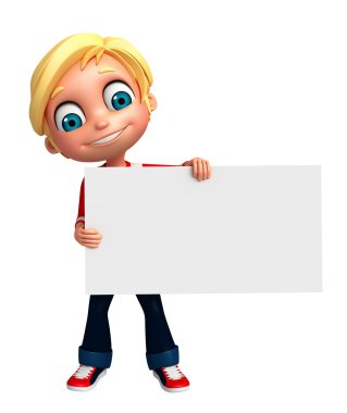 3D render, küçük çocukla beyaz tahta