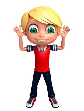 3D render, küçük çocuk komik poz