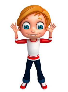 3D render, küçük çocuk komik poz