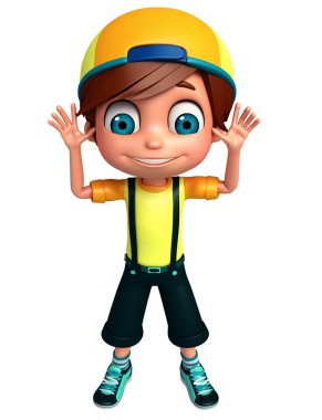 3D render, küçük çocuk komik poz