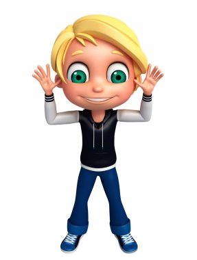 3D render, küçük çocuk komik poz