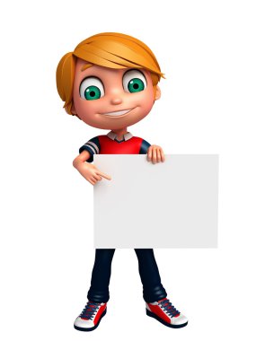 3D render, küçük çocukla beyaz tahta