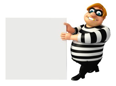 Kader hırsız beyaz tahta ile 3D Rendered çizimi