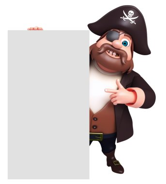  Beyaz tahta ile korsan 3D Rendered çizimi