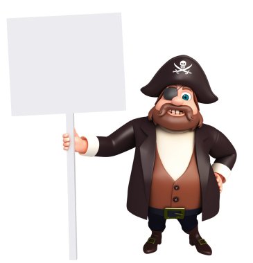  Beyaz tahta ile korsan 3D Rendered çizimi