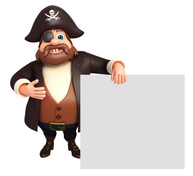  Beyaz tahta ile korsan 3D Rendered çizimi