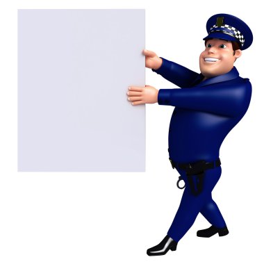 Polis 3D Rendered çizimi ile beyaz tahta