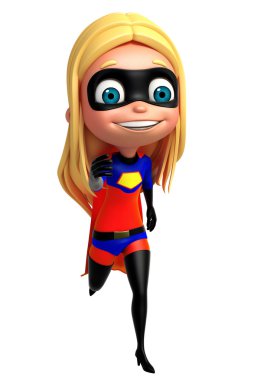 sevimli kız poz çalıştıran bir süper kahraman olarak