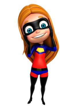 bir süper kahraman komik poz olarak sevimli kız