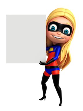 Beyaz tahta ile bir süper kahraman olarak sevimli kız