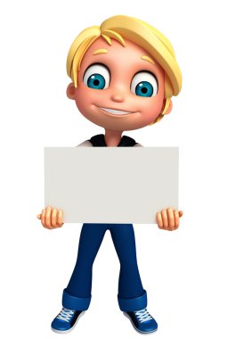  3D render, küçük çocukla beyaz tahta