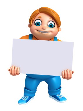  3D render, küçük çocukla beyaz tahta