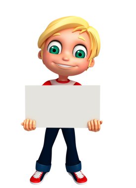  3D render, küçük çocukla beyaz tahta