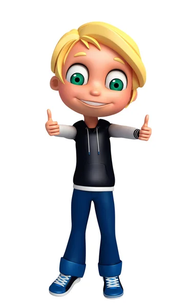 3D Render of Little boy thumbs up pose — Stock Photo, Image