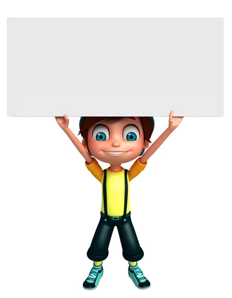 3D renderen van kleine jongen met white-board — Stockfoto