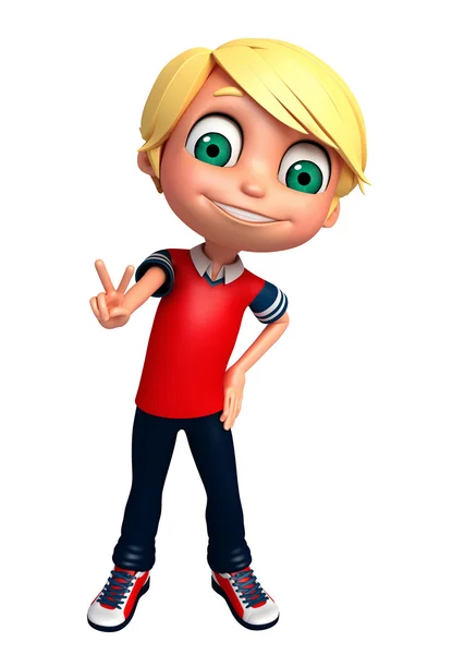 3D Render of Little boy pulgares hacia arriba pose — Foto de Stock