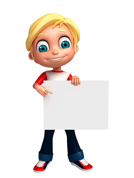 3D-Darstellung eines kleinen Jungen mit weißem Brett — Stockfoto