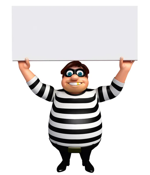 3D Rendered illustration of fate Thief with white board — Stock Photo, Image