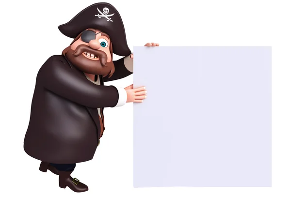 3D renderowane ilustracja pirata z biały deska — Zdjęcie stockowe