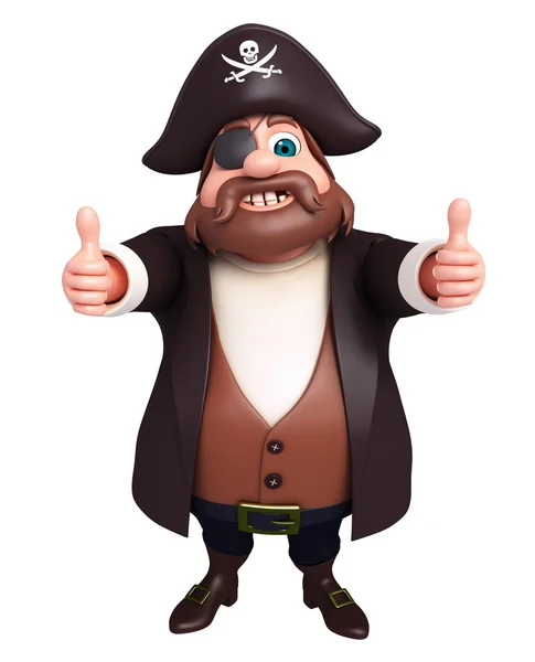 Ilustración 3D de pirata con pulgares hacia arriba pose — Foto de Stock