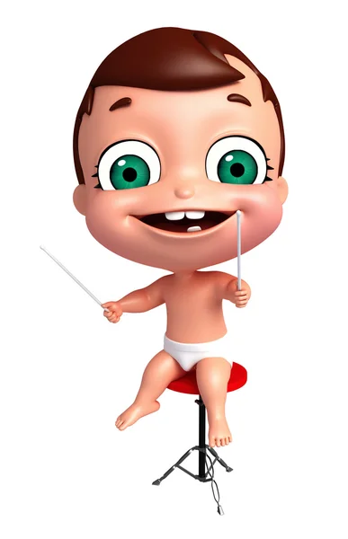 3D-Darstellung von Baby mit Trommelstöcken — Stockfoto